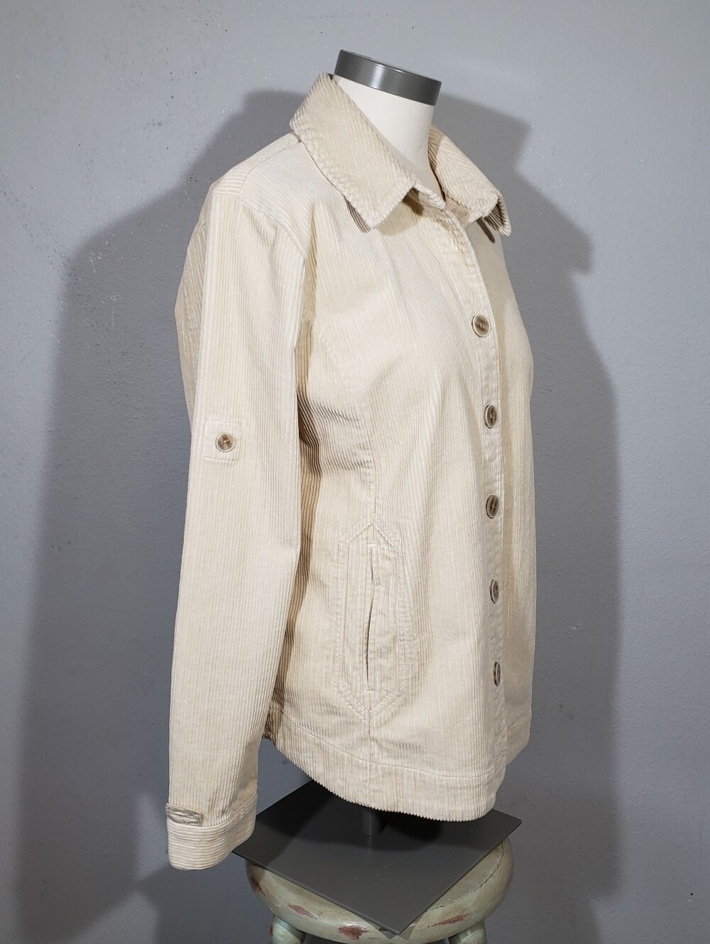 Cabi Scout Jacket 4493 Ivory Corduroy Shirt Jacket Shacket Cream Boho Size Large - Picture 4 of 9